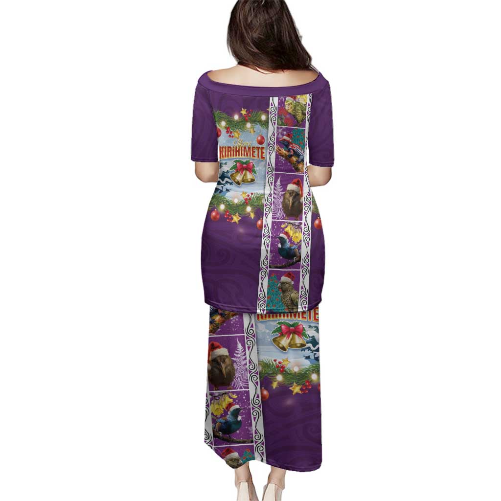 New Zealand Merry Christmas Family Matching Puletasi and Hawaiian Shirt Maori Animals, Koru Tattoo - Purple Xmas Style LT03 - Polynesian Pride