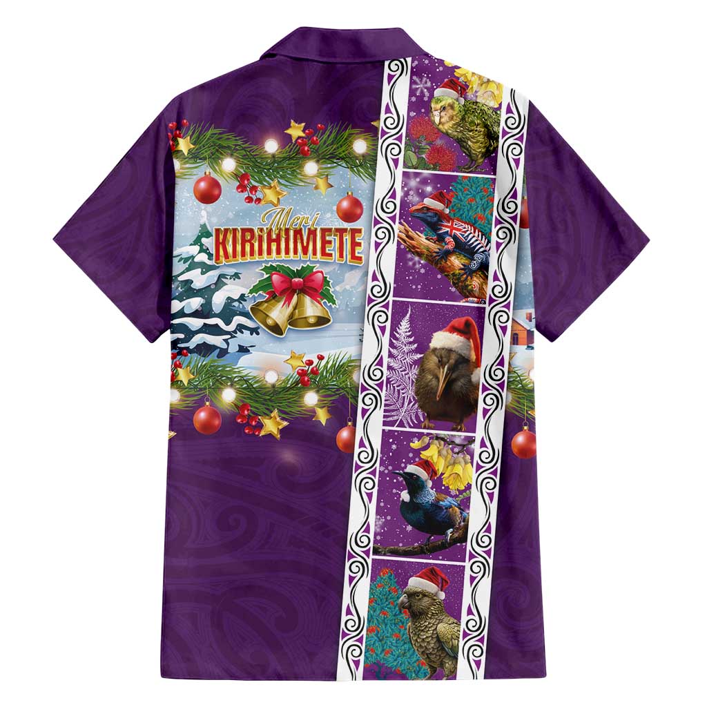 New Zealand Merry Christmas Family Matching Summer Maxi Dress and Hawaiian Shirt Maori Animals, Koru Tattoo - Purple Xmas Style LT03 - Polynesian Pride