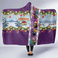 New Zealand Merry Christmas Hooded Blanket Maori Animals, Koru Tattoo - Purple Xmas Style LT03 One Size Purple - Polynesian Pride