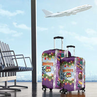 New Zealand Merry Christmas Luggage Cover Maori Animals, Koru Tattoo - Purple Xmas Style LT03 - Polynesian Pride