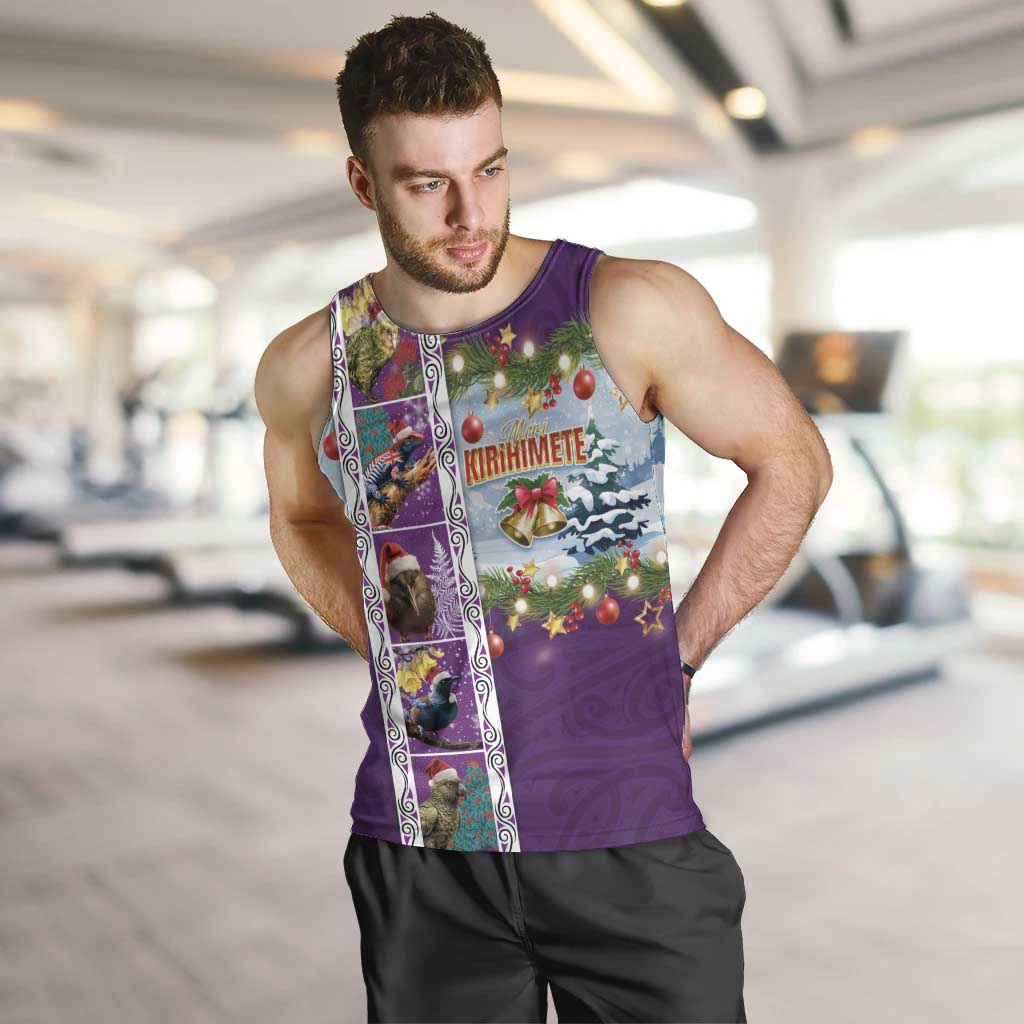 New Zealand Merry Christmas Men Tank Top Maori Animals, Koru Tattoo - Purple Xmas Style LT03 Purple - Polynesian Pride