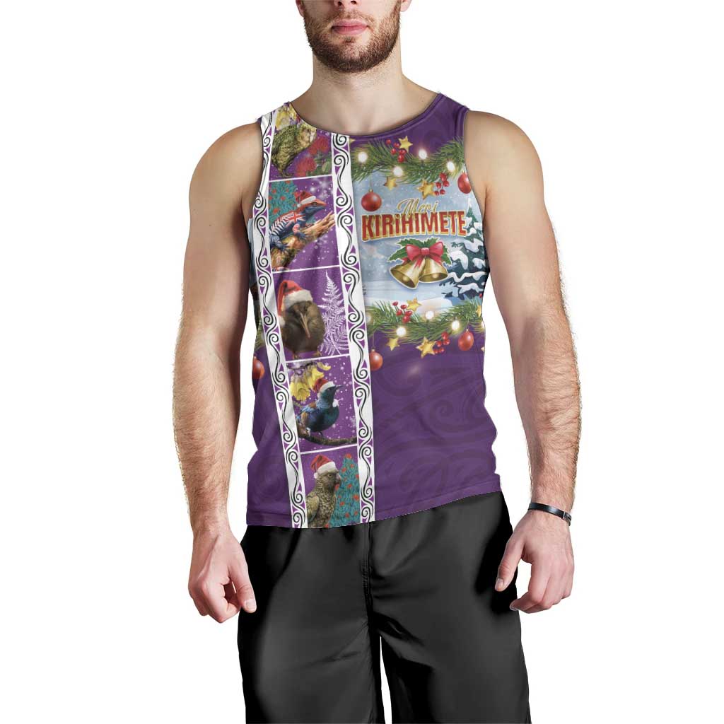 New Zealand Merry Christmas Men Tank Top Maori Animals, Koru Tattoo - Purple Xmas Style LT03 - Polynesian Pride