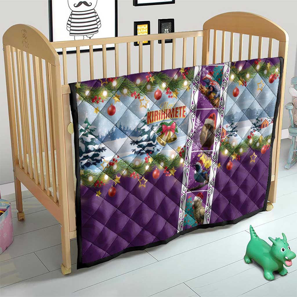 New Zealand Merry Christmas Quilt Maori Animals, Koru Tattoo - Purple Xmas Style