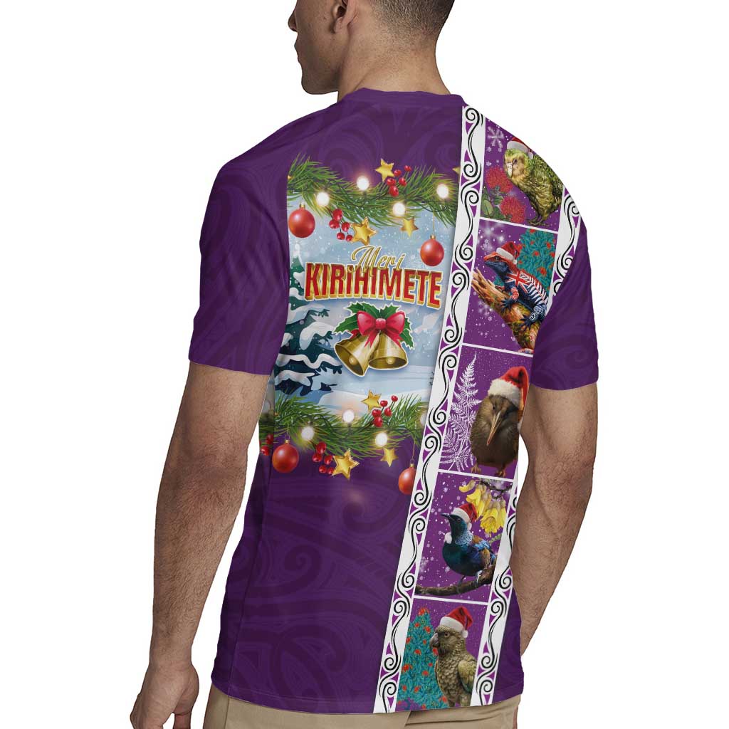 New Zealand Merry Christmas Rugby Jersey Maori Animals, Koru Tattoo - Purple Xmas Style LT03 - Polynesian Pride