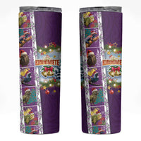 New Zealand Merry Christmas Skinny Tumbler Maori Animals Xmas Style and Koru Tattoo Purple Color LT03 Purple - Polynesian Pride