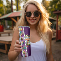 New Zealand Merry Christmas Skinny Tumbler Maori Animals Xmas Style and Koru Tattoo Purple Color LT03 - Polynesian Pride