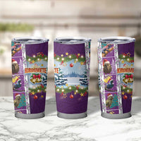New Zealand Merry Christmas Tumbler Cup Maori Animals Xmas Style and Koru Tattoo Purple Color LT03 - Polynesian Pride