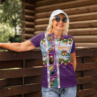 New Zealand Merry Christmas Women Polo Shirt Maori Animals, Koru Tattoo - Purple Xmas Style