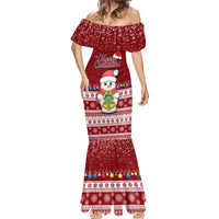 Tuvalu Christmas Mermaid Dress Snowman and Tuvalu Coat of Arms Maori Tribal Xmas Style LT03 - Polynesian Pride