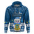 Personalised Tuvalu Christmas Hoodie Snowman Hugs Tuvalu Coat of Arms Maori Pattern Blue Style LT03 Blue - Polynesian Pride