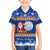 Marshall Islands Christmas Family Matching Off Shoulder Maxi Dress and Hawaiian Shirt Santa Claus and Coat of Arms Mix Polynesian Xmas Style LT03 Son's Shirt Blue - Polynesian Pride