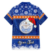 Personalised Marshall Islands Christmas Family Matching Off Shoulder Long Sleeve Dress and Hawaiian Shirt Santa Claus and Coat of Arms Mix Polynesian Xmas Style LT03 - Polynesian Pride