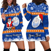 Personalised Marshall Islands Christmas Hoodie Dress Santa Claus and Coat of Arms Mix Polynesian Xmas Style LT03 - Polynesian Pride