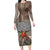 Hawaii Long Sleeve Bodycon Dress Aloha Volcano Mix Kakau Hawaiian Tribal LT03 Long Dress Beige - Polynesian Pride