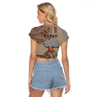 Hawaii Raglan Cropped T Shirt Aloha Volcano Mix Kakau Hawaiian Tribal LT03 - Polynesian Pride