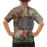 Aloha Volcano Custom Family Matching Short Sleeve Bodycon Dress and Hawaiian Shirt Mix Hawaiian Kakau Tribal LT03 - Polynesian Pride