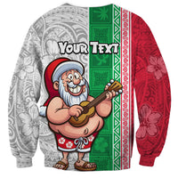 Custom Hawaii Mele Kalikimaka Sweatshirt Santa Playing Ukele Mix Kakau Pattern Xmas Style LT03 - Polynesian Pride
