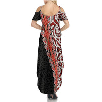 New Zealand Maori Stylized Koru Family Matching Summer Maxi Dress and Hawaiian Shirt LT03 - Polynesian Pride
