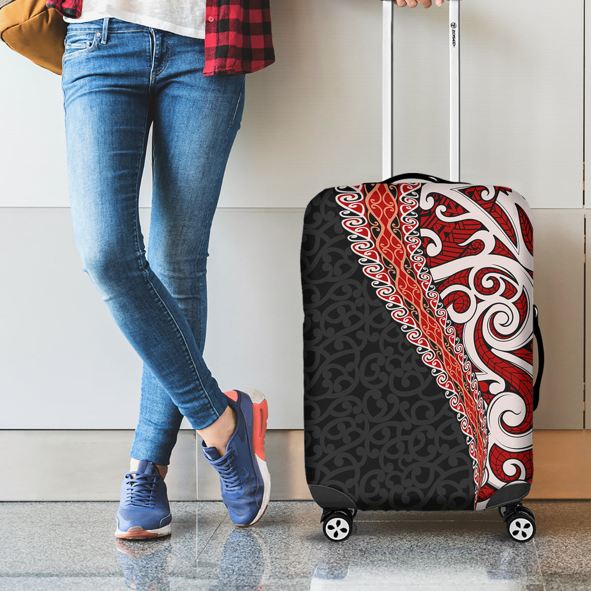 New Zealand Maori Stylized Koru Luggage Cover LT03 - Polynesian Pride