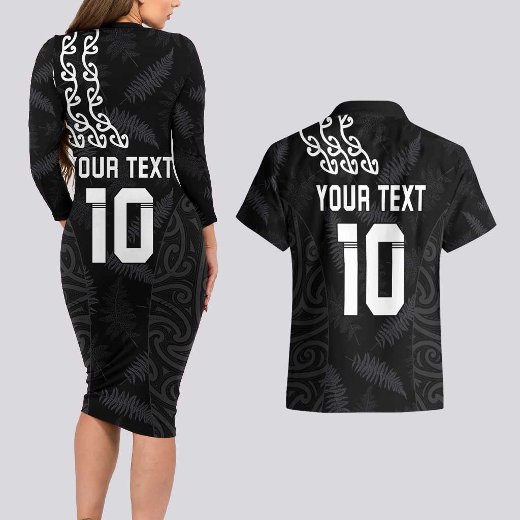 New Zealand Rugby Custom Couples Matching Long Sleeve Bodycon Dress and Hawaiian Shirt The Champions Aotearoa LT03 - Polynesian Pride