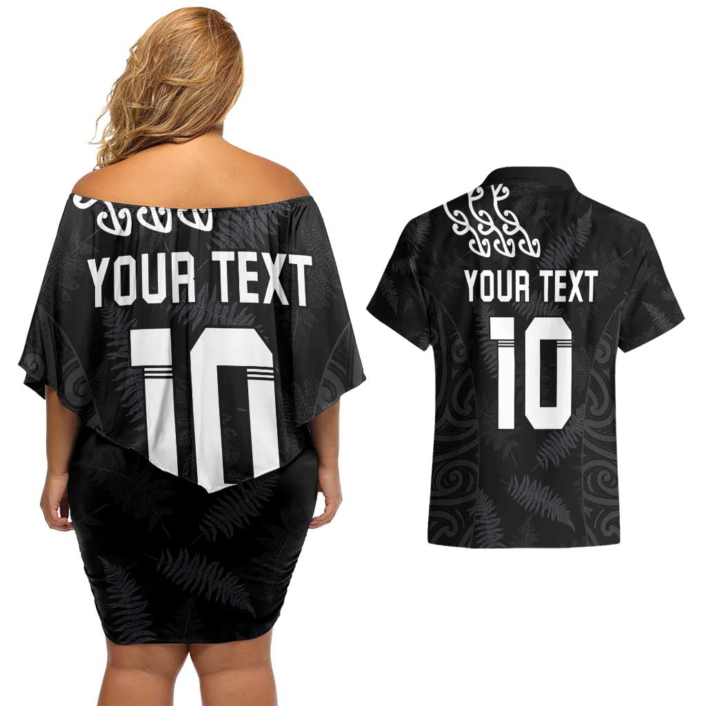 New Zealand Rugby Custom Couples Matching Off Shoulder Short Dress and Hawaiian Shirt The Champions Aotearoa LT03 - Polynesian Pride