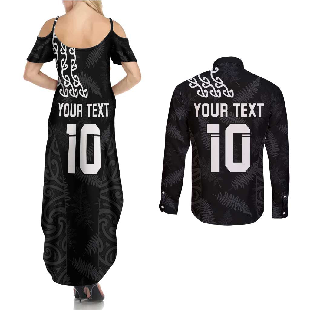 New Zealand Rugby Custom Couples Matching Summer Maxi Dress and Long Sleeve Button Shirt The Champions Aotearoa