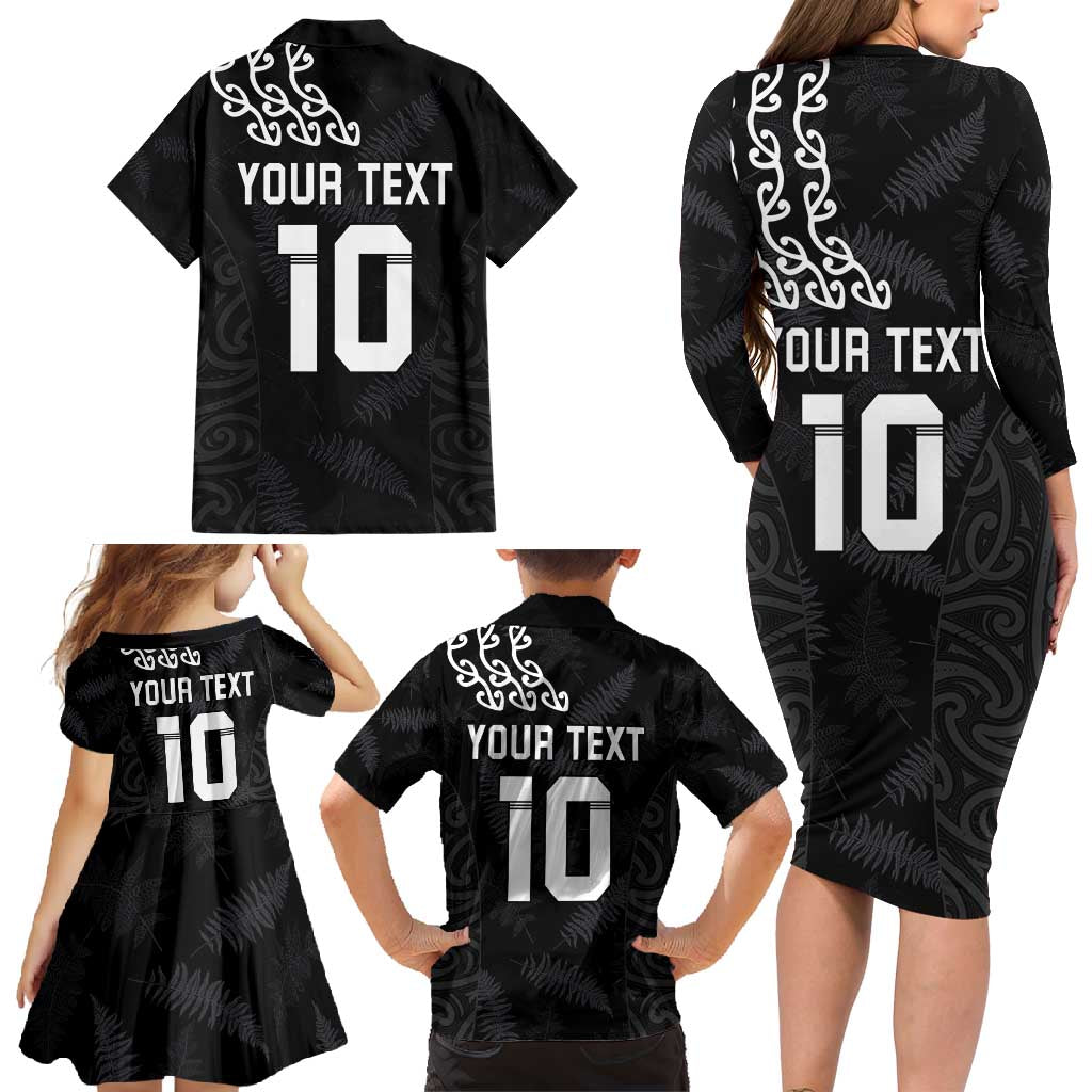 New Zealand Rugby Custom Family Matching Long Sleeve Bodycon Dress and Hawaiian Shirt The Champions Aotearoa LT03 - Polynesian Pride