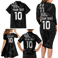 New Zealand Rugby Custom Family Matching Long Sleeve Bodycon Dress and Hawaiian Shirt The Champions Aotearoa LT03 - Polynesian Pride