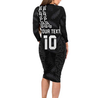 New Zealand Rugby Custom Family Matching Long Sleeve Bodycon Dress and Hawaiian Shirt The Champions Aotearoa LT03 - Polynesian Pride