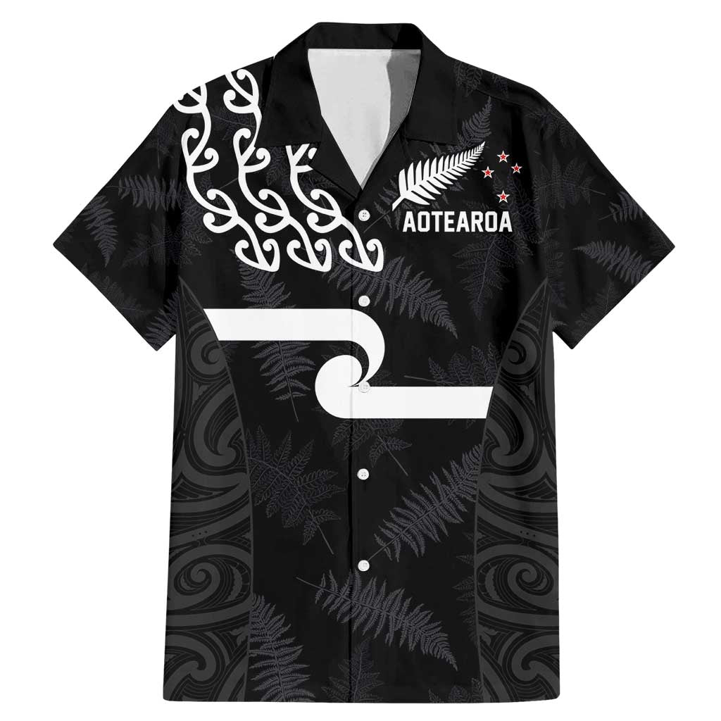 New Zealand Rugby Custom Family Matching Mermaid Dress and Hawaiian Shirt The Champions Aotearoa LT03 Dad's Shirt - Short Sleeve Black - Polynesian Pride