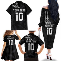 New Zealand Rugby Custom Family Matching Off The Shoulder Long Sleeve Dress and Hawaiian Shirt The Champions Aotearoa LT03 - Polynesian Pride