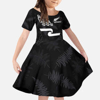 New Zealand Rugby Custom Family Matching Off Shoulder Maxi Dress and Hawaiian Shirt The Champions Aotearoa LT03 Daughter's Dress Black - Polynesian Pride