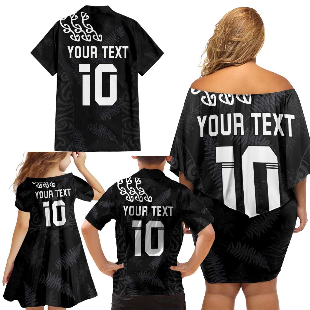New Zealand Rugby Custom Family Matching Off Shoulder Short Dress and Hawaiian Shirt The Champions Aotearoa LT03 - Polynesian Pride