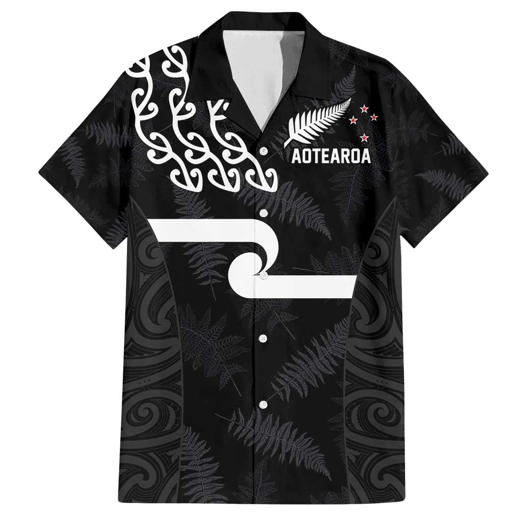 New Zealand Rugby Custom Family Matching Off Shoulder Short Dress and Hawaiian Shirt The Champions Aotearoa LT03 Dad's Shirt - Short Sleeve Black - Polynesian Pride