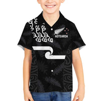 New Zealand Rugby Custom Family Matching Off Shoulder Short Dress and Hawaiian Shirt The Champions Aotearoa LT03 Son's Shirt Black - Polynesian Pride