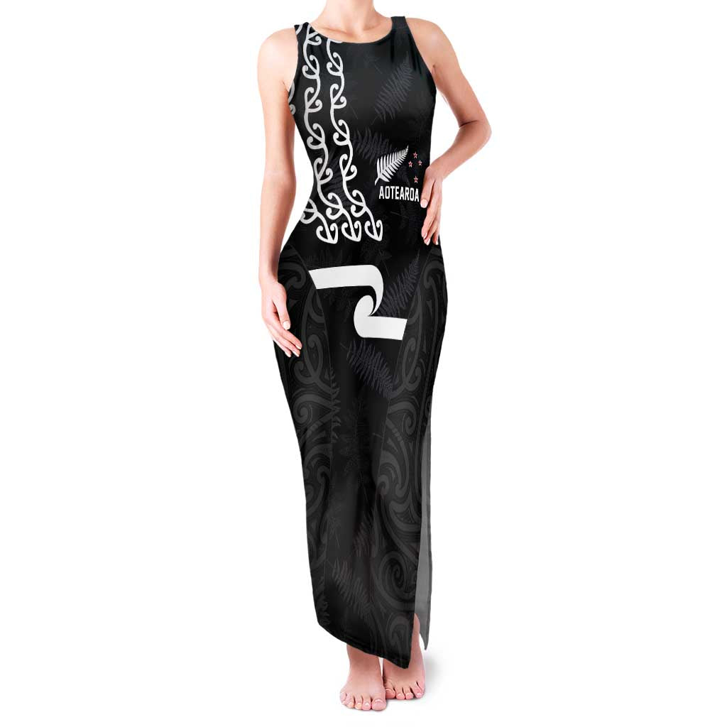 New Zealand Rugby Custom Family Matching Tank Maxi Dress and Hawaiian Shirt The Champions Aotearoa LT03 Mom's Dress Black - Polynesian Pride