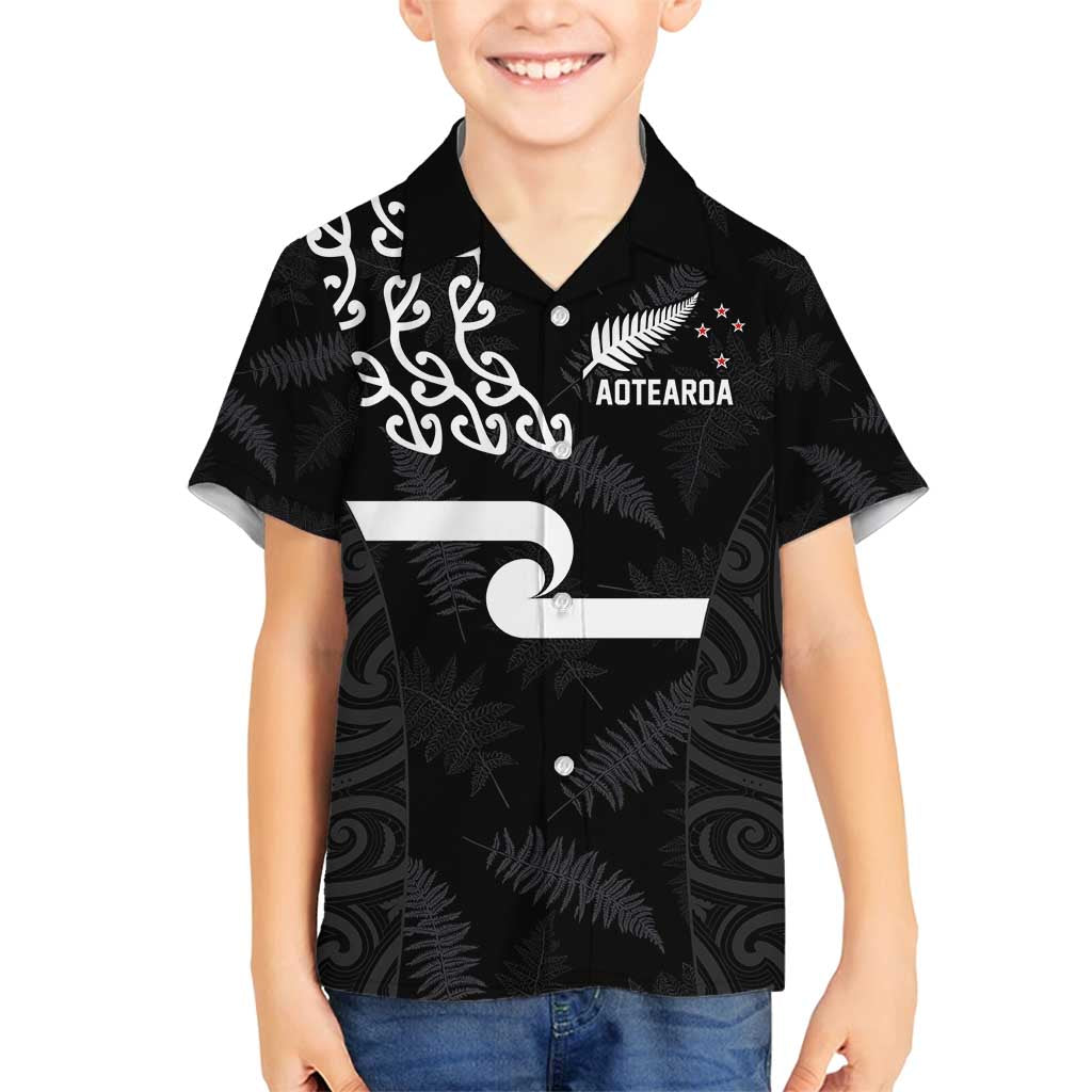 New Zealand Rugby Custom Family Matching Tank Maxi Dress and Hawaiian Shirt The Champions Aotearoa LT03 Son's Shirt Black - Polynesian Pride