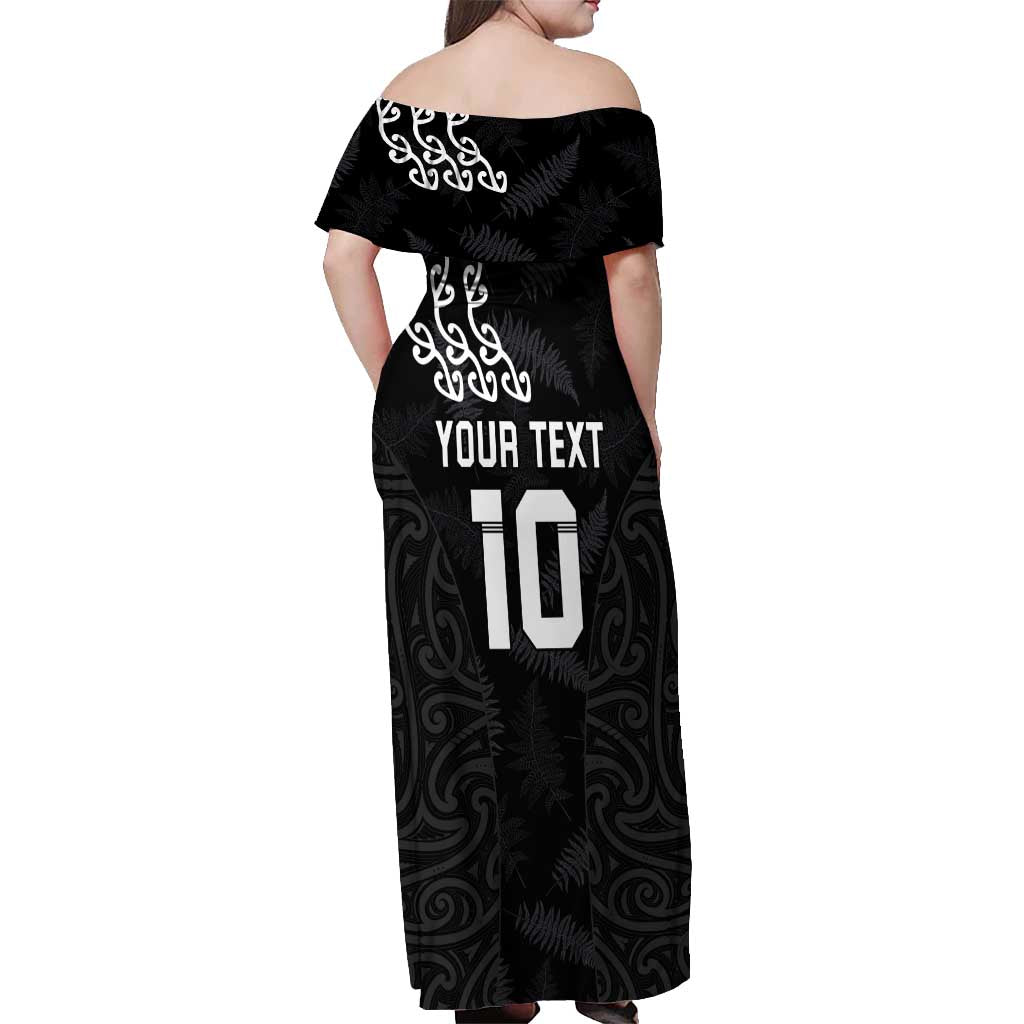 New Zealand Rugby Custom Off Shoulder Maxi Dress The Champions Aotearoa LT03 - Polynesian Pride