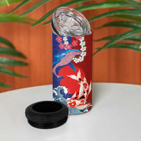 Hawaiian and Japanese Together 4 in 1 Can Cooler Tumbler The Whale and Koi Fish with Hinomaru and Lei LT03 - Polynesian Pride