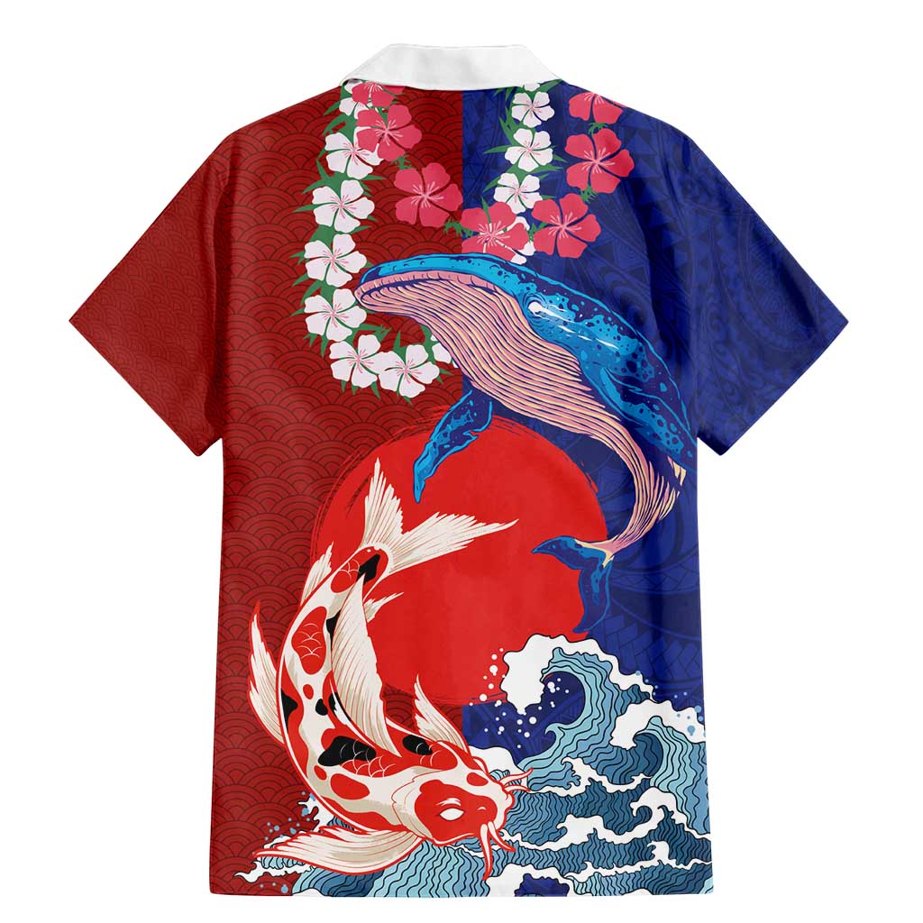 Hawaiian and Japanese Together Family Matching Mermaid Dress and Hawaiian Shirt The Whale and Koi Fish with Hinomaru and Lei LT03 - Polynesian Pride