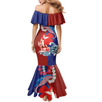 Hawaiian and Japanese Together Family Matching Mermaid Dress and Hawaiian Shirt The Whale and Koi Fish with Hinomaru and Lei LT03 - Polynesian Pride