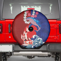 Hawaiian and Japanese Together Spare Tire Cover The Whale and Koi Fish with Hinomaru and Lei LT03 - Polynesian Pride