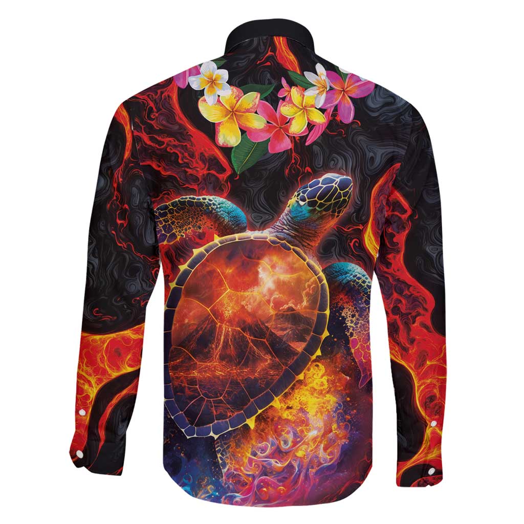 Hawaiian Turtle with Volcanic Eruption Family Matching Mermaid Dress and Hawaiian Shirt Hibiscus Lei and Lava Flow an Abstract Texture LT03 - Polynesian Pride