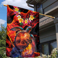 Hawaiian Turtle with Volcanic Eruption Garden Flag Hibiscus Lei and Lava Flow an Abstract Texture LT03 - Polynesian Pride