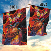Hawaiian Turtle with Volcanic Eruption Garden Flag Hibiscus Lei and Lava Flow an Abstract Texture LT03 - Polynesian Pride