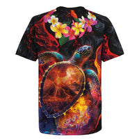 Hawaiian Turtle with Volcanic Eruption Rugby Jersey Hibiscus Lei and Lava Flow an Abstract Texture LT03 - Polynesian Pride