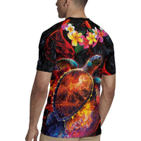 Hawaiian Turtle with Volcanic Eruption Rugby Jersey Hibiscus Lei and Lava Flow an Abstract Texture LT03 - Polynesian Pride