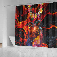 Hawaiian Turtle with Volcanic Eruption Shower Curtain Hibiscus Lei and Lava Flow an Abstract Texture LT03 - Polynesian Pride