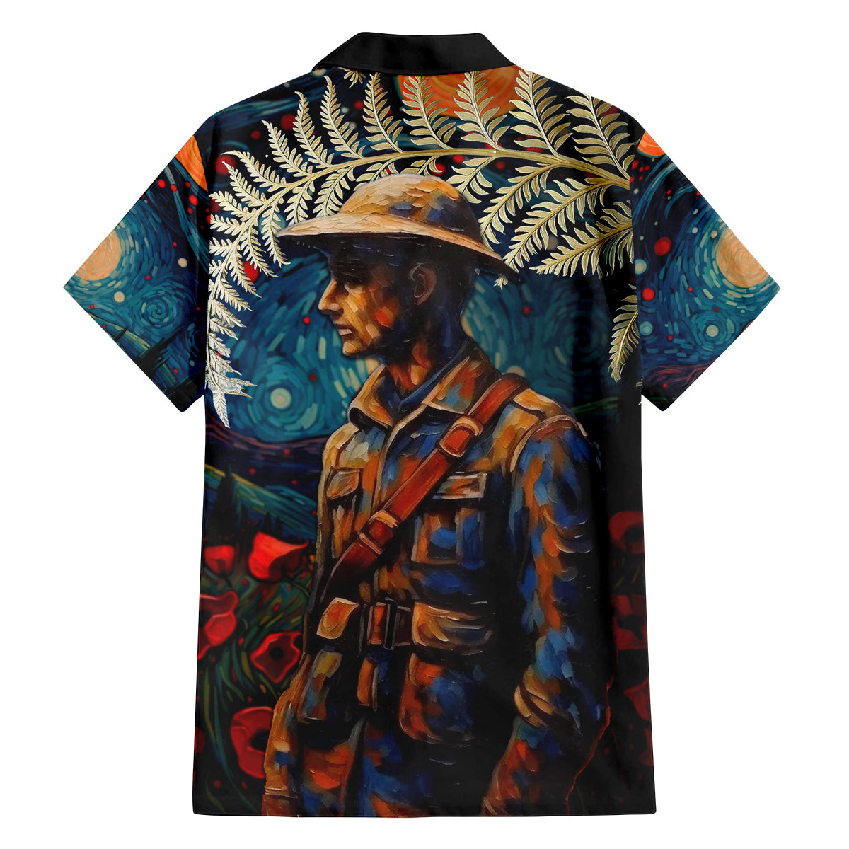 New Zealand Soldier ANZAC Day Family Matching Off Shoulder Long Sleeve Dress and Hawaiian Shirt Silver Fern Starry Night Style LT03 - Polynesian Pride