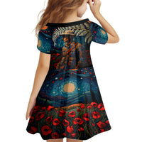 New Zealand Soldier ANZAC Day Family Matching Summer Maxi Dress and Hawaiian Shirt Silver Fern Starry Night Style LT03 - Polynesian Pride